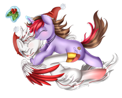 Size: 2502x2013 | Tagged: safe, artist:pridark, oc, oc only, pony, blushing, commission, holly, holly mistaken for mistletoe, kissing, simple background, transparent background