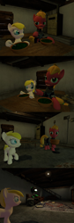 Size: 1400x4184 | Tagged: safe, artist:soad24k, oc, oc only, oc:chipper leaf, oc:green, oc:macalin, pony, 3d, absurd resolution, cyoa, cyoa:filly adventure, female, filly, gmod, mare