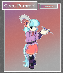 Size: 1688x1950 | Tagged: safe, artist:brownie-bytes, coco pommel, anthro, earth pony, unguligrade anthro, crossover, final fantasy, solo, weaver