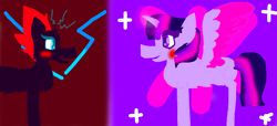 Size: 1560x712 | Tagged: safe, artist:foxythepiratefox131, tempest shadow, twilight sparkle, twilight sparkle (alicorn), alicorn, my little pony: the movie, 1000 hours in ms paint, broken horn, female, lesbian, shipping, tempestlight