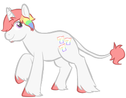 Size: 2000x1552 | Tagged: safe, artist:redarmies, oc, oc only, oc:beginners luck, classical unicorn, pony, unicorn, cloven hooves, leonine tail, ponysona, rainbow hair, simple background, solo, transparent background, unshorn fetlocks