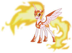 Size: 6000x4439 | Tagged: safe, artist:magister39, daybreaker, alicorn, pony, a royal problem, absurd resolution, evil, female, mane of fire, mare, simple background, smiling, solo, transparent background, vector