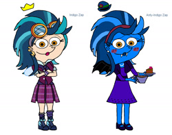 Size: 1548x1217 | Tagged: safe, artist:runepatriarch, indigo zap, equestria girls, clothes, crossover, crystal prep academy uniform, dress, lipstick, nail polish, school uniform, smiling, the fairly oddparents