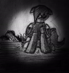 Size: 2118x2247 | Tagged: safe, artist:harcoal, oc, oc only, pegasus, pony, monochrome, sad, solo