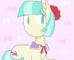 Size: 1160x936 | Tagged: safe, artist:chametzkiwi, coco pommel, pony, simple background, solo