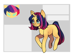 Size: 1024x780 | Tagged: safe, artist:chemicalhades, oc, oc only, pony, adoptable, blank flank, magical lesbian spawn, offspring, parent:sunset shimmer, parent:twilight sparkle, parents:sunsetsparkle