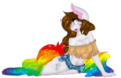 Size: 2550x1650 | Tagged: safe, artist:mscolorsplash, oc, oc only, oc:color splash, anthro, belly button, female, lipstick, midriff, simple background, solo, strapless, sultry pose, transparent background