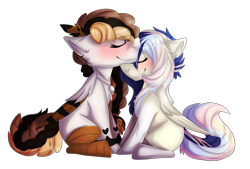 Size: 3223x2173 | Tagged: safe, artist:oddends, oc, oc only, oc:hanuel, oc:robin, pony, couple, cute, female, lesbian, love, mare, simple background, transparent background