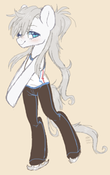 Size: 2270x3624 | Tagged: safe, artist:hawthornss, pony, bipedal, blushing, clothes, ice skates, ice skating, looking at you, male, one eye closed, ponified, simple background, smiling, solo, viktor nikifirov, wink, yuri on ice