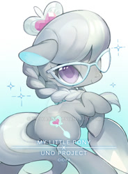 Size: 600x817 | Tagged: safe, artist:ciciya, silver spoon, earth pony, pony, cute, filly, floppy ears, glasses, rearing, silverbetes, silverbutt, simple background, solo, spoon, watermark