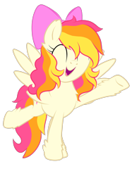 Size: 2048x2732 | Tagged: safe, artist:prismaticstars, oc, oc only, oc:sunkist, pegasus, pony, bow, female, hair bow, happy, high res, mare, simple background, solo, transparent background, vector