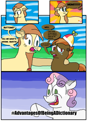 Size: 1171x1602 | Tagged: safe, artist:sneshneeorfa, button mash, sweetie belle, oc, oc:cream heart, comic, crying, dictionary belle, reuploaded with permission