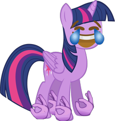 Size: 2000x2098 | Tagged: safe, twilight sparkle, twilight sparkle (alicorn), alicorn, pony, cursed image, downvote bait, emoji, emoji ponies, female, mare, meme, modern art, open mouth, simple background, standing, transparent background, wat, 👌, 😂