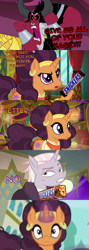 Size: 729x2048 | Tagged: safe, edit, edited screencap, screencap, lord tirek, saffron masala, zesty gourmand, spice up your life, twilight's kingdom, chocolate, chocolate bar, food, manip, screencap comic, shameless advertising, snickers