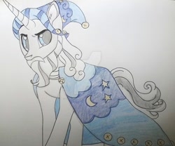 Size: 1024x853 | Tagged: safe, artist:evergreen-gemdust, star swirl the bearded, pony, shadow play, deviantart watermark, obtrusive watermark, solo, traditional art, watermark