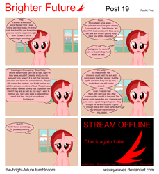 Size: 5656x6181 | Tagged: safe, artist:waveywaves, oc, oc only, oc:ruby rey, pony, comic:brighter future, absurd resolution, comic, livestream, vector