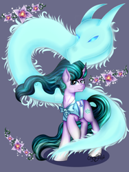 Size: 1024x1365 | Tagged: safe, artist:shamy-crist, mistmane, pony, unicorn, clothes, female, magic, mare, solo, watermark