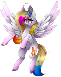 Size: 1625x2049 | Tagged: safe, artist:alithecat1989, oc, oc only, oc:spring splat, pegasus, pony, colored wings, female, mare, multicolored wings, simple background, solo, spread wings, transparent background, wings