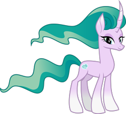 Size: 3527x3200 | Tagged: safe, artist:cheezedoodle96, mistmane, pony, unicorn, campfire tales, curved horn, ethereal mane, female, looking at you, mare, simple background, socks (coat marking), solo, transparent background, vector