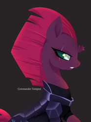 Size: 1000x1347 | Tagged: safe, artist:snow angel, tempest shadow, pony, unicorn, my little pony: the movie, broken horn, female, looking at you, simple background, solo