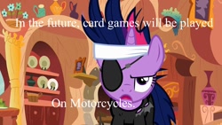 Size: 1280x720 | Tagged: safe, edit, edited screencap, screencap, twilight sparkle, it's about time, card games on motorcycles, future twilight, in the future, meme, solo, yu-gi-oh!, yu-gi-oh! 5d's, yugioh abridged