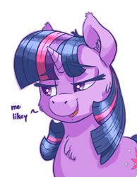 Size: 1504x1939 | Tagged: safe, artist:chromaskunk, artist:dimfann, twilight sparkle, pony, unicorn, cheek fluff, chest fluff, dialogue, ear fluff, lidded eyes, simple background, smiling, solo, transparent background