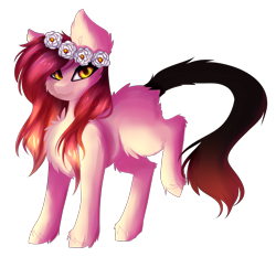 Size: 4233x3937 | Tagged: safe, artist:crazllana, oc, oc only, earth pony, pony, augmented tail, female, floral head wreath, flower, high res, mare, simple background, solo, transparent background