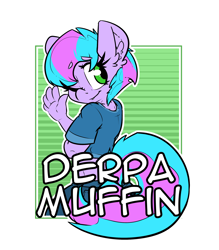 Size: 2100x2400 | Tagged: safe, artist:bbsartboutique, oc, oc only, oc:trilly taffy, anthro, anthro oc, badge, clothes, con badge, female, multicolored hair, multicolored tail, one eye closed, smiling, waving, wink