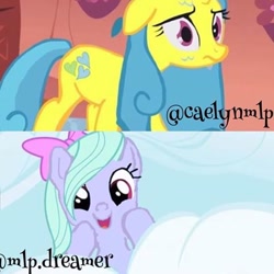 Size: 480x480 | Tagged: safe, edit, edited screencap, screencap, flitter, lemon hearts, pony, cloud, wet