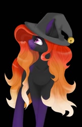 Size: 800x1231 | Tagged: safe, artist:lilrandum, oc, oc only, earth pony, pony, black background, female, hat, mare, simple background, solo, witch hat