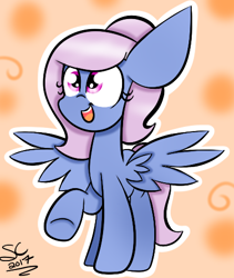 Size: 420x498 | Tagged: safe, artist:sugarcloud12, oc, oc only, oc:blue streak, pegasus, pony, female, mare, raised hoof, solo