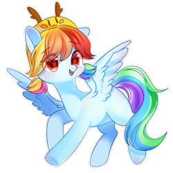 Size: 1500x1500 | Tagged: safe, artist:leafywind, oc, oc only, pegasus, pony, blank flank, female, hat, mare, missing cutie mark, not rainbow dash, open mouth, rainbow hair, simple background, smiling, solo, spread wings, starry eyes, transparent background, wingding eyes, wings