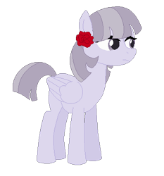 Size: 382x410 | Tagged: safe, artist:brownmota, oc, oc only, oc:rose pie, pegasus, pony, female, flower, flower in hair, magical lesbian spawn, mare, offspring, parent:inky rose, parent:maud pie, parents:inkymaud, simple background, solo, transparent background