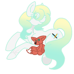 Size: 1500x1500 | Tagged: safe, artist:stereo-of-the-heart, oc, oc only, oc:glacier blaze, earth pony, fox, pony, female, mare, plushie, prone, simple background, solo, transparent background