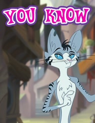 Size: 312x404 | Tagged: safe, chummer, abyssinian, anthro, cat, my little pony: the movie, gameloft, meme, wow! glimmer, you know