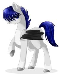 Size: 1024x1266 | Tagged: safe, artist:little-sketches, oc, oc only, oc:kurai chinmoku, bat pony, pony, bat pony oc, colored hooves, eye clipping through hair, male, raised hoof, simple background, solo, stallion, transparent background