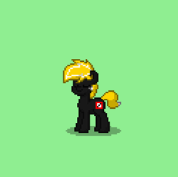 Size: 376x374 | Tagged: safe, abnormality, dangerous, don't touch me, game, lobotomy corporation, pony town, solo, this will end in death