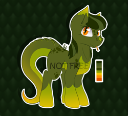 Size: 1975x1784 | Tagged: safe, artist:najti, oc, oc only, original species, snake, snake pony, adoptable, adoption, adopts, cute, female, flat colors, for sale, green, green background, looking at you, mare, simple background, slit eyes, snake eyes, snake tail, snake tongue, solo, spikes, watermark