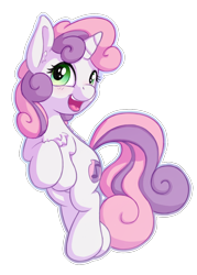 Size: 1000x1400 | Tagged: safe, artist:bobdude0, sweetie belle, pony, unicorn, collaboration, alternate cutie mark, chest fluff, colored, cute, diasweetes, female, filly, smiling, solo