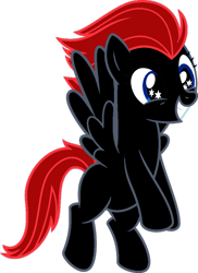 Size: 745x1024 | Tagged: source needed, safe, oc, oc only, pegasus, pony, flying, happy, recolor, red and black oc, simple background, solo, starry eyes, swamp cinema, transparent background, wingding eyes