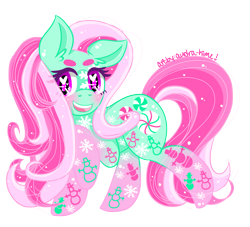 Size: 2200x2000 | Tagged: safe, artist:audra-hime, minty, g3, cute, g3betes, heart eyes, mintabetes, simple background, solo, transparent background, wingding eyes, winter minty