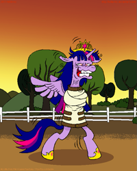 Size: 535x669 | Tagged: safe, artist:hellarmy, twilight sparkle, twilight sparkle (alicorn), alicorn, pony, bondage, crown, female, insanity, jewelry, mare, regalia, solo, straitjacket, twilight snapple