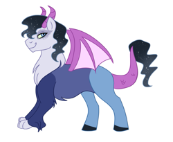 Size: 899x736 | Tagged: safe, artist:cascayd, oc, oc only, draconequus, hybrid, draconequus oc, interspecies offspring, offspring, parent:discord, parent:princess luna, parents:lunacord, solo