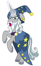 Size: 2000x3200 | Tagged: safe, artist:cheezedoodle96, star swirl the bearded, pony, unicorn, shadow play, .svg available, angry, floppy ears, glowing horn, looking at you, male, rearing, simple background, solo, stallion, svg, transparent background, vector
