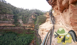 Size: 762x449 | Tagged: safe, artist:didgereethebrony, daring do, human, cliff, irl, photo, ponies in real life, solo, valley, wentworth falls