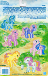 Size: 709x1119 | Tagged: safe, bangles (g1), so soft twilight, g1, angel (g1), back card, backcard, crumpet, hippity hop, lore, taffy (g1), text