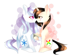 Size: 3200x2400 | Tagged: safe, artist:huirou, oc, oc only, pegasus, pony, unicorn, bandage, holding hooves, simple background, transparent background