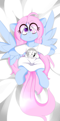 Size: 4000x8000 | Tagged: safe, artist:fullmetalpikmin, oc, oc only, oc:rickety rails, pegasus, pony, clothes, on back, oversized clothes, shirt