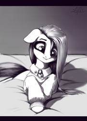 Size: 1300x1800 | Tagged: safe, artist:limchph2, marble pie, earth pony, pony, female, grayscale, mare, monochrome, solo