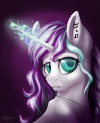 Size: 1700x2100 | Tagged: safe, artist:gittykitty264, oc, oc only, pony, unicorn, bust, female, glowing horn, mare, portrait, solo